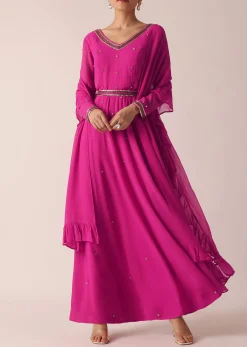 Pink Embroidered Anarkali Set