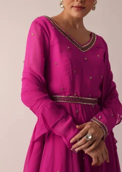 Pink Embroidered Anarkali Set
