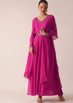 Pink Embroidered Anarkali Set