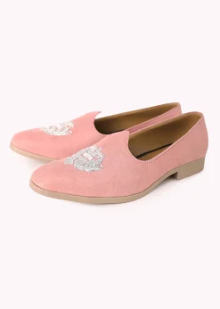 Pink Embroidered Juttis In Velvet