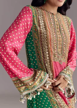 Pink Embroidered Kurta Dhoti Set