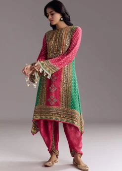 Pink Embroidered Kurta Dhoti Set