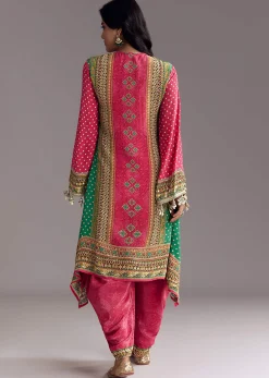 Pink Embroidered Kurta Dhoti Set