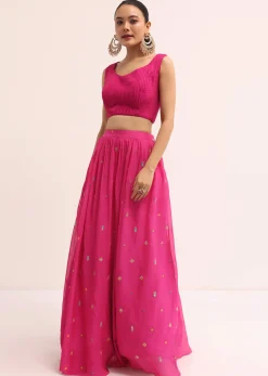 Pink Embroidered Lehenga Set With Jacket