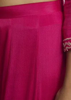 Pink Embroidered Palazzo Set In Chinon