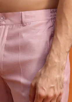 Pink Embroidered Silk Jodhpuri Set For Men
