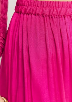 Pink Floral Chiffon Anarkali Kurta Set With Dupatta