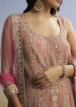 Pink Floral Palazzo Set With Dupatta