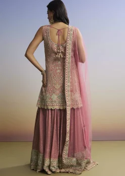 Pink Floral Palazzo Set With Dupatta