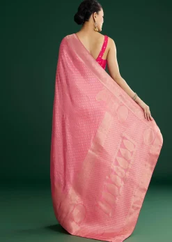 Pink Gajari Dola Silk Saree With Butti Weave