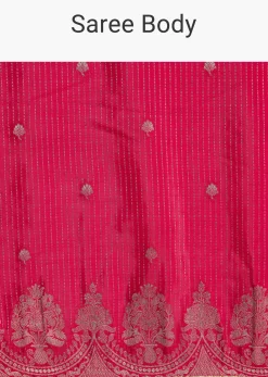 Pink Georgette Lurex Saree With Brocade Butti And Gota Patti Border