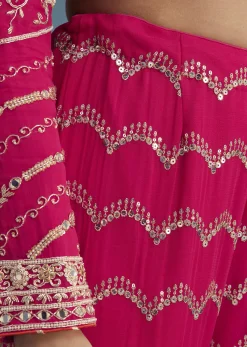 Pink Georgette Sharara Set With Mirror Sequins And Zardosi Work