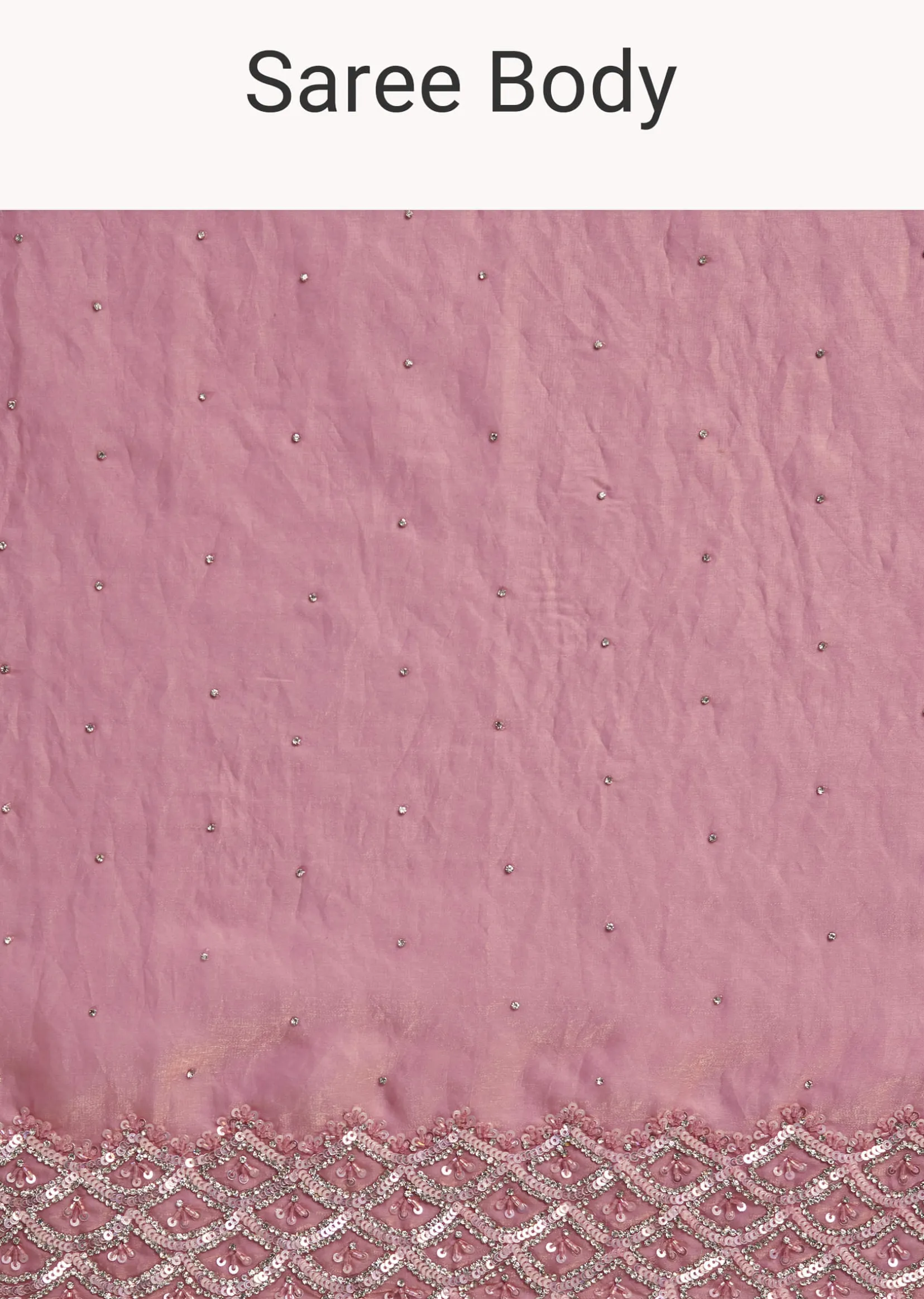 Pink Glass Tissue Saree With Sequins And Moti Embroidered Border