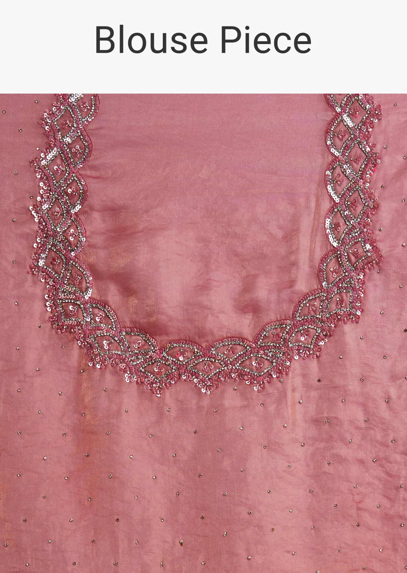 Pink Glass Tissue Saree With Sequins And Moti Embroidered Border