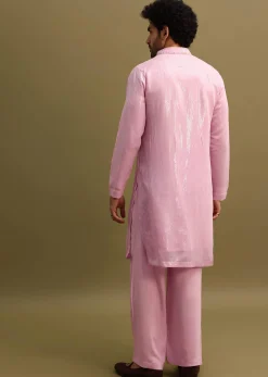 Pink Gold Sequin Work Kurta Pant Set