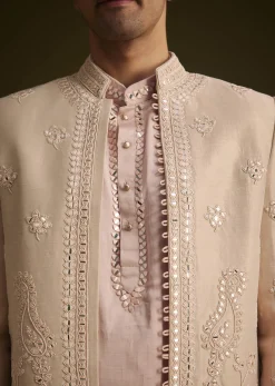 Pink Hand Embroidered Sherwani Set