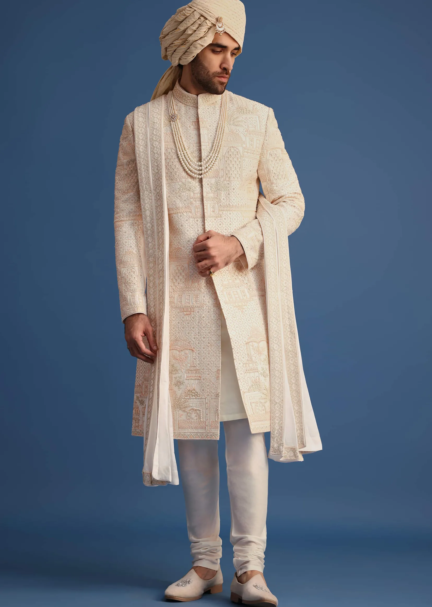 Pink Hand Embroidered Sherwani Suit