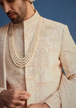 Pink Hand Embroidered Sherwani Suit
