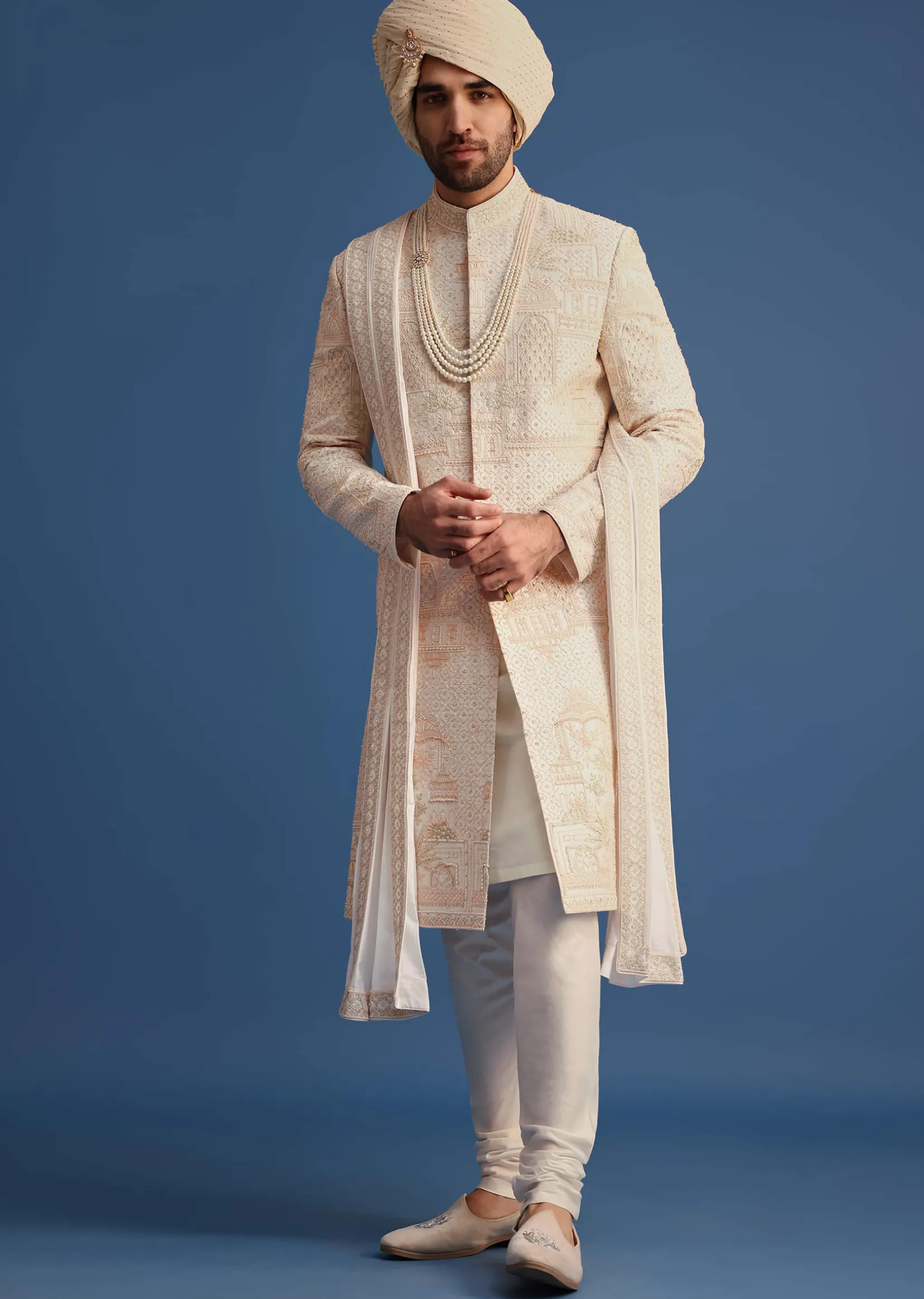 Pink Hand Embroidered Sherwani Suit