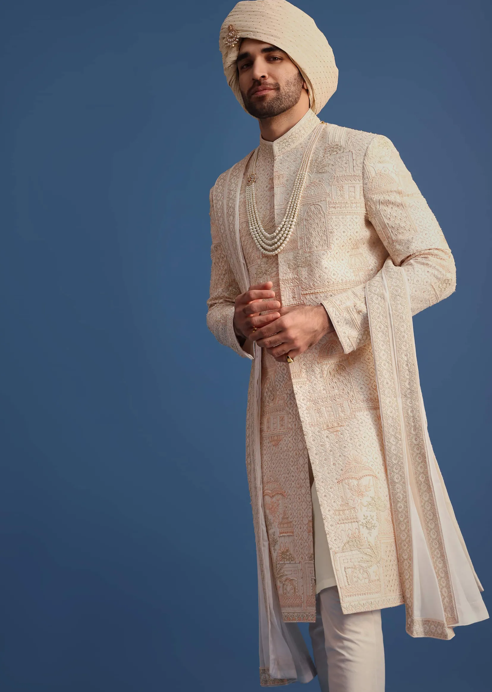 Pink Hand Embroidered Sherwani Suit