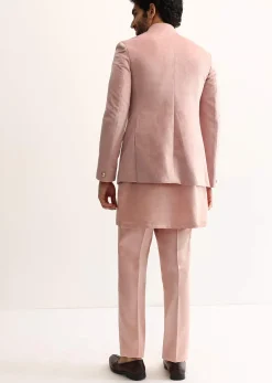 Pink Jodhpuri Set In Suede For Men