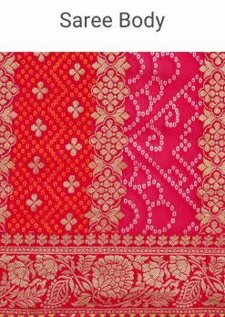 Pink Khaddi Georgette Saree With Gotta Patti Border And Unstitched Blouse