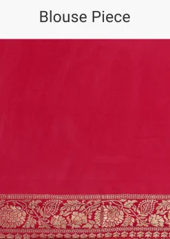 Pink Khaddi Georgette Saree With Gotta Patti Border And Unstitched Blouse