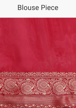 Pink Khaddi Georgette Woven Saree With Gotta Patti Border