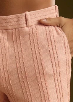 Pink Knit Kurta Jacket Set With Moti Work