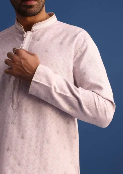 Pink Kurta Set With Foil Printed Motifs