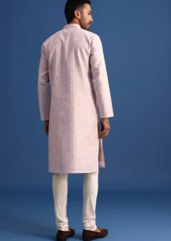 Pink Kurta Set With Foil Printed Motifs