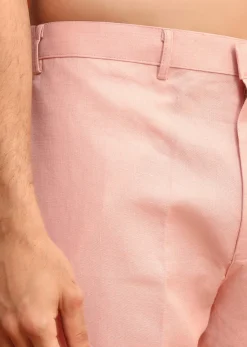 Pink Linen Zardosi Kurta Jacket Set