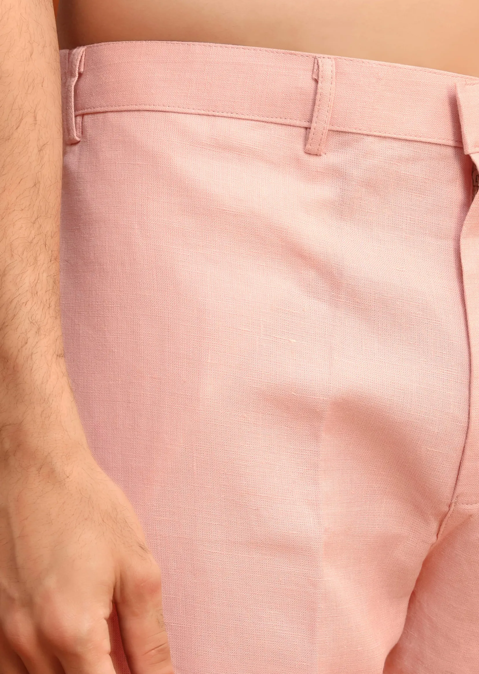 Pink Linen Zardosi Kurta Jacket Set
