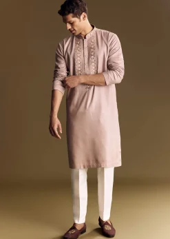 Pink Modal Kurta Set With Thread Work
