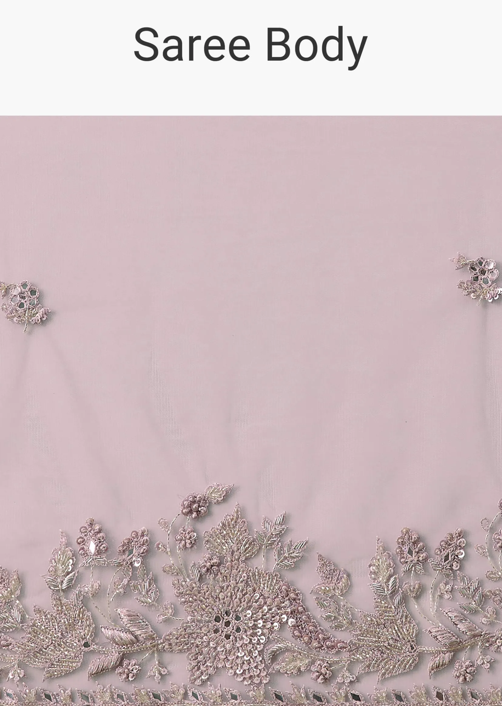 Pink Net Saree With All Over Embroidery