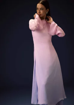 Pink Ombre A Line Kurta With Bell Bottom Pants