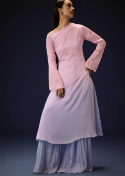 Pink Ombre A Line Kurta With Bell Bottom Pants