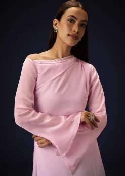 Pink Ombre A Line Kurta With Bell Bottom Pants