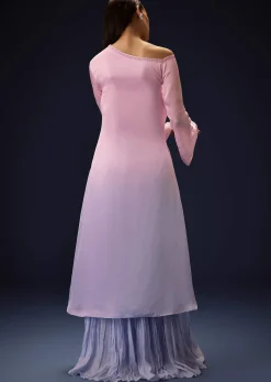 Pink Ombre A Line Kurta With Bell Bottom Pants
