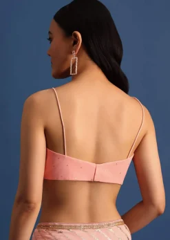 Pink Ombre Georgette Saree In Sequin With Unstitched Blouse