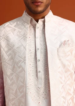Pink Ombre Sherwani And Kurta Set With Resham Work