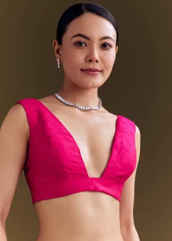 Pink Organza Floral Saree With Embellished Border