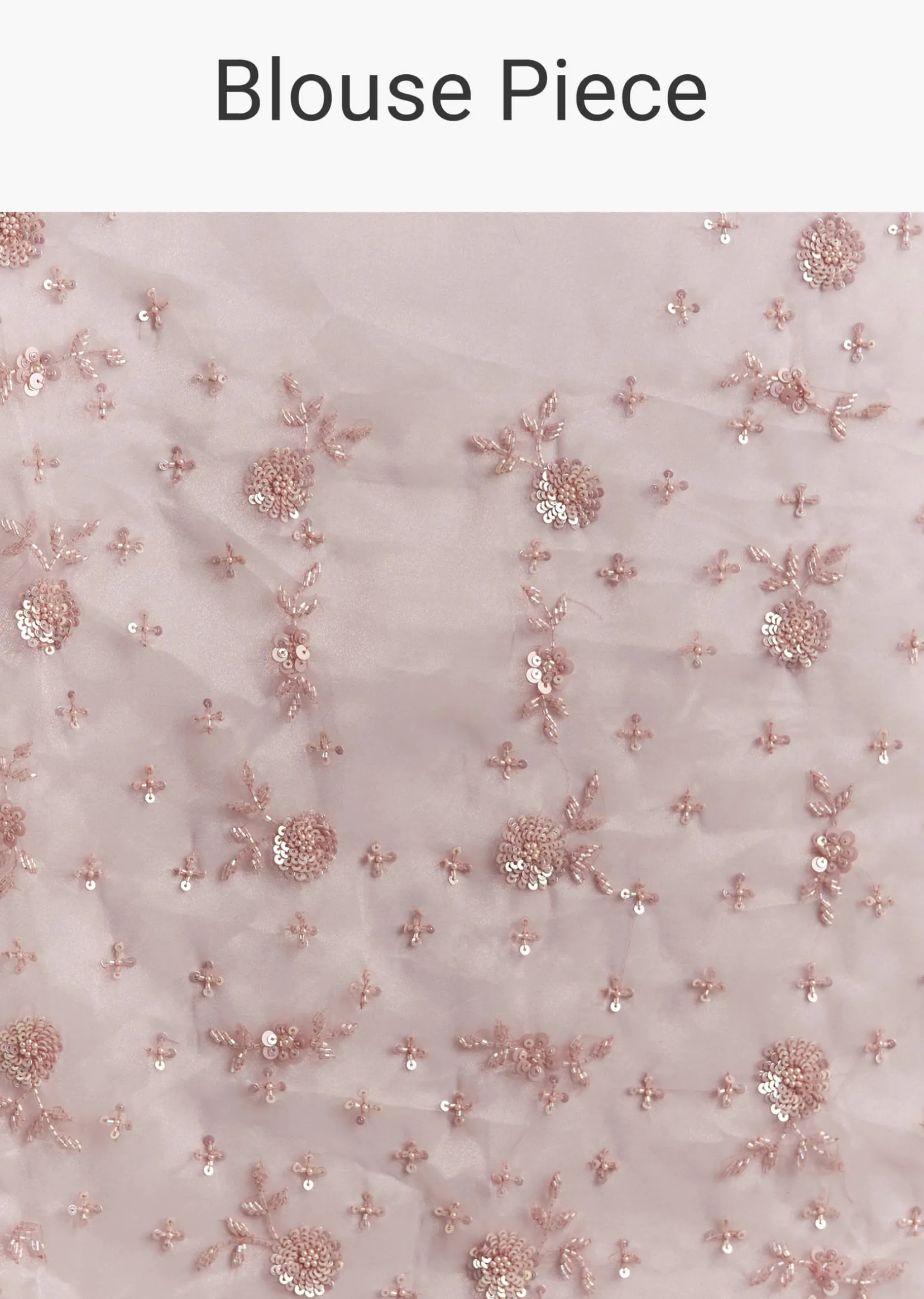 Pink Organza Sequins Saree With Scallop Border