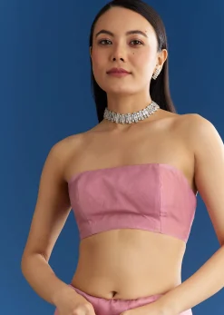 Pink Organza Tissue Saree With Beaded Scallop Border