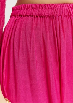 Pink Printed Chiffon Sequin Kurta Set With Dupatta