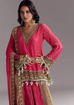 Pink Printed Palazzo Set With Dupatta