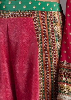 Pink Printed Palazzo Set With Dupatta