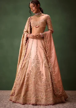 Pink Raw Silk Hand Work Lehenga Choli With Dupatta