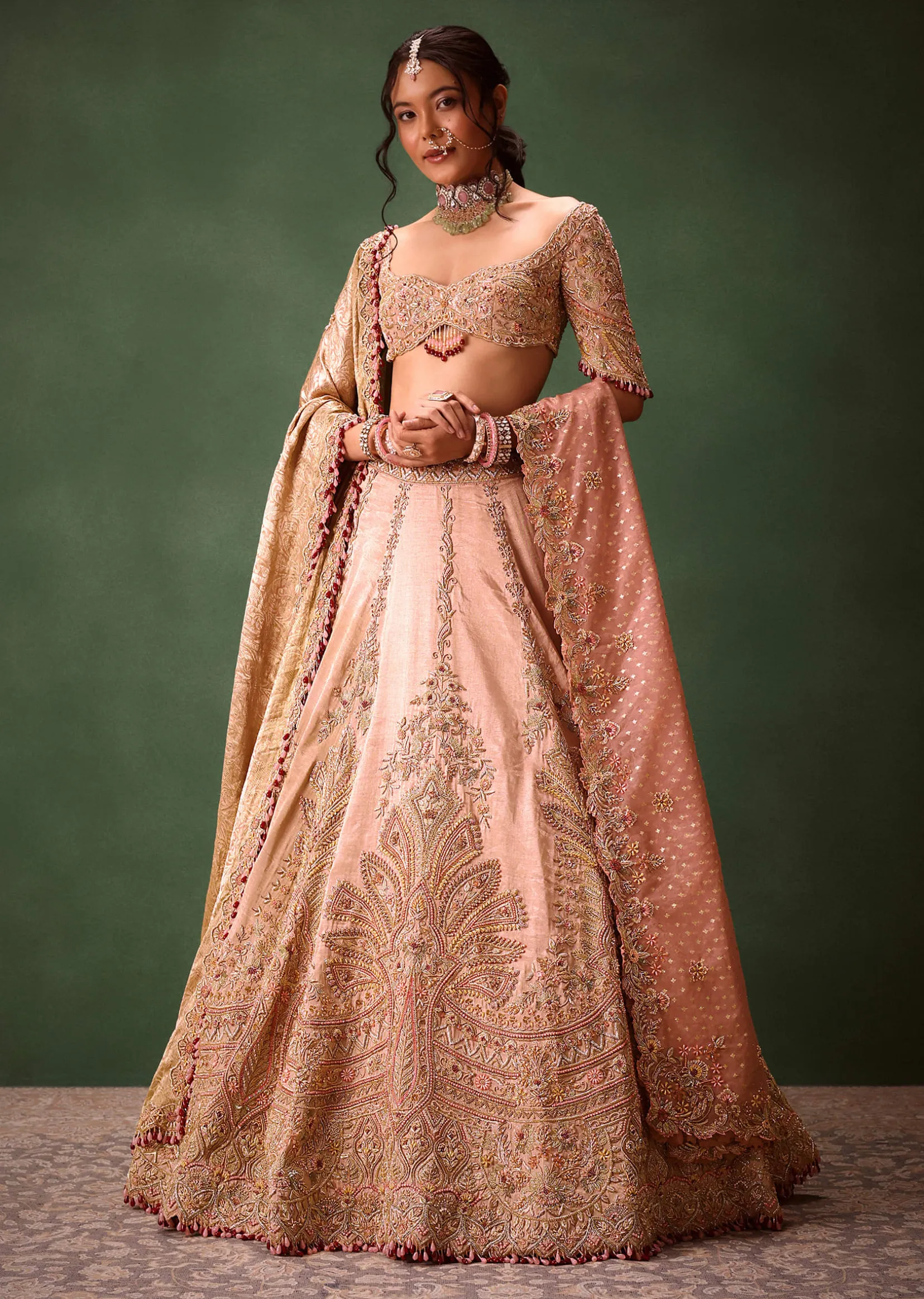 Pink Raw Silk Hand Work Lehenga Choli With Dupatta