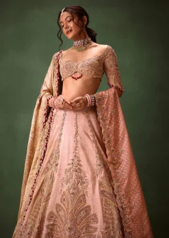 Pink Raw Silk Hand Work Lehenga Choli With Dupatta